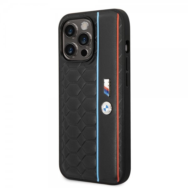 BMW iPhone 14 Pro Kuoret Hexagonal Pattern Musta