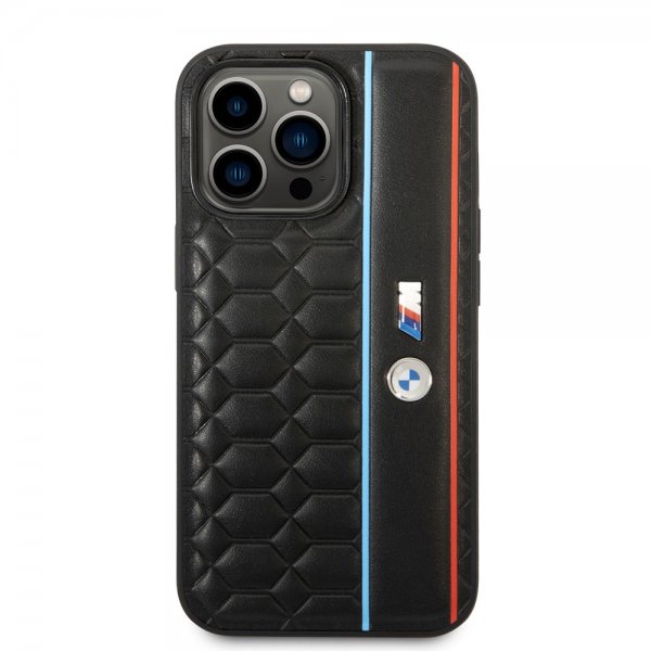 BMW iPhone 14 Pro Kuoret Hexagonal Pattern Musta