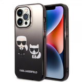 Karl Lagerfeld iPhone 14 Pro -suojakuori Karl & Choupette Gradient musta