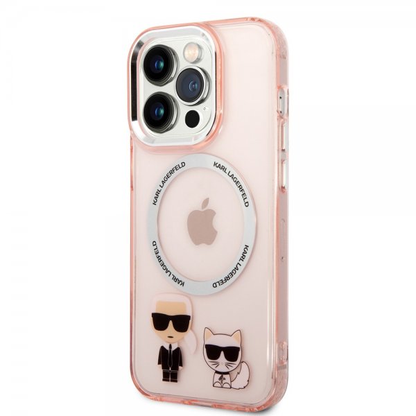 Karl Lagerfeld iPhone 14 Pro -kuori Karl & Choupette MagSafe, pinkki