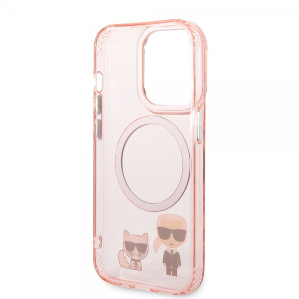 Karl Lagerfeld iPhone 14 Pro -kuori Karl & Choupette MagSafe, pinkki