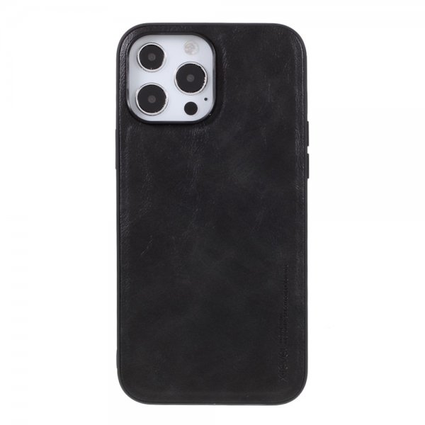 X-Level iPhone 14 Pro Kuori Nahkakuvio Musta