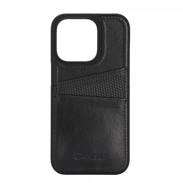 Krusell iPhone 14 Pro Kuori Leather CardCover Musta