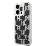 Karl Lagerfeld iPhone 14 Pro Kuori Liquid Glitter Monogram Musta