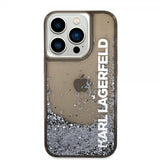 Karl Lagerfeld iPhone 14 Pro -kuori Liquid Glitter Translucent, musta