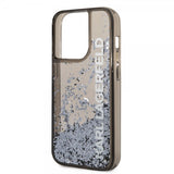 Karl Lagerfeld iPhone 14 Pro -kuori Liquid Glitter Translucent, musta