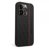 AMG iPhone 14 Pro Kuoret Liquid Silicone Carbon Pattern Musta