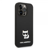 Karl Lagerfeld iPhone 14 Pro Suojakuori Liquid Silicone Choupette Musta