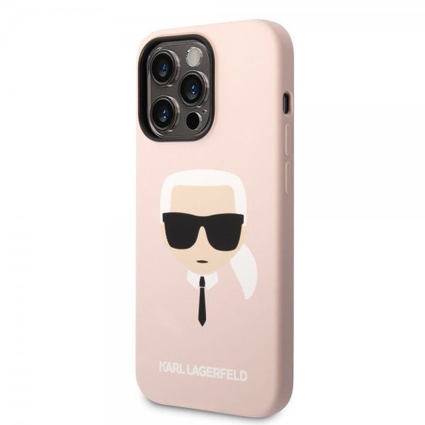 Karl Lagerfeld iPhone 14 Pro -kuoret Liquid Silicone Karl Pink