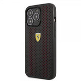 Ferrari iPhone 14 Pro Kuoret Logo Perforoitu Punainen