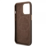 Guess iPhone 14 Pro Kuori Metal Plate Logo MagSafe Ruskea