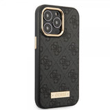 Guess iPhone 14 Pro -kuoret, Metal Plate Logo, MagSafe, musta