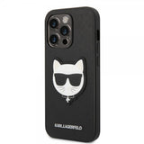 Karl Lagerfeld iPhone 14 Pro Saffiano Choupette -suojakuori, musta