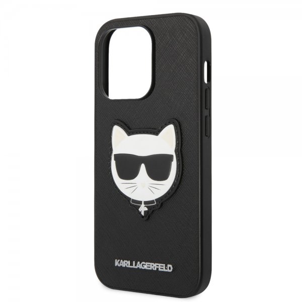 Karl Lagerfeld iPhone 14 Pro Saffiano Choupette -suojakuori, musta