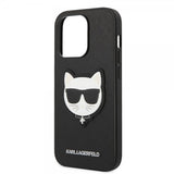 Karl Lagerfeld iPhone 14 Pro Saffiano Choupette -suojakuori, musta