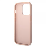 Guess iPhone 14 Pro Kuori Saffiano Metal Logo Stripes Pinkki