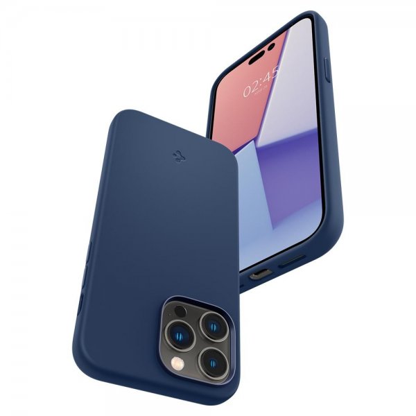 Spigen iPhone 14 Pro -kuori, Silicone Fit MagFit, laivastonsininen