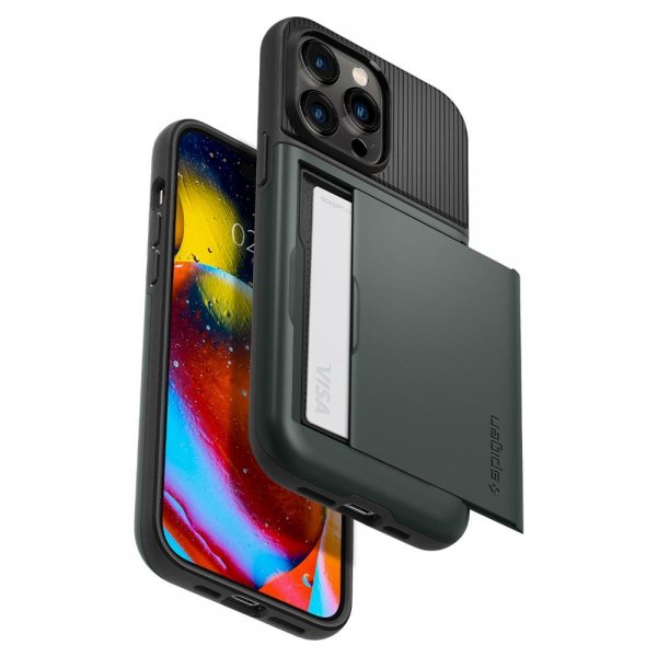 Spigen iPhone 14 Pro -suojakuori Slim Armor CS Abyss Green