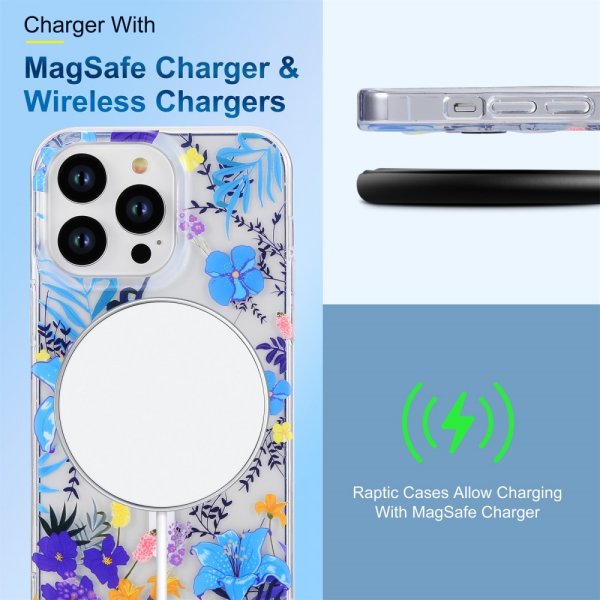 iPhone 14 Pro Kuoret Spring Series MagSafe Siniset Kukat