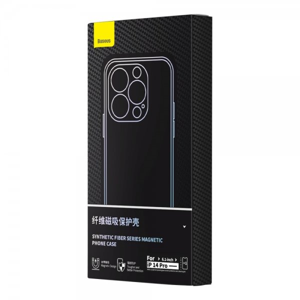 Baseus iPhone 14 Pro Kuori Synteettikuitu MagSafe Musta