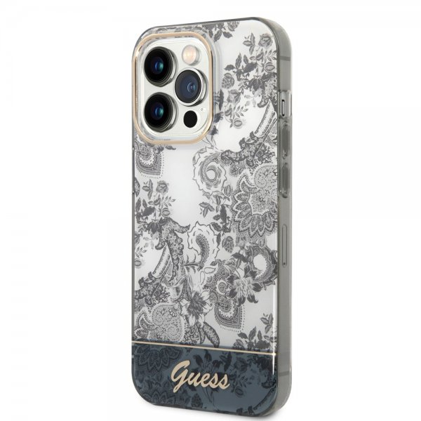 Guess iPhone 14 Pro -suojakuori Toile de Jouy Harmaa