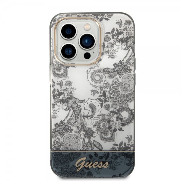 Guess iPhone 14 Pro -suojakuori Toile de Jouy Harmaa