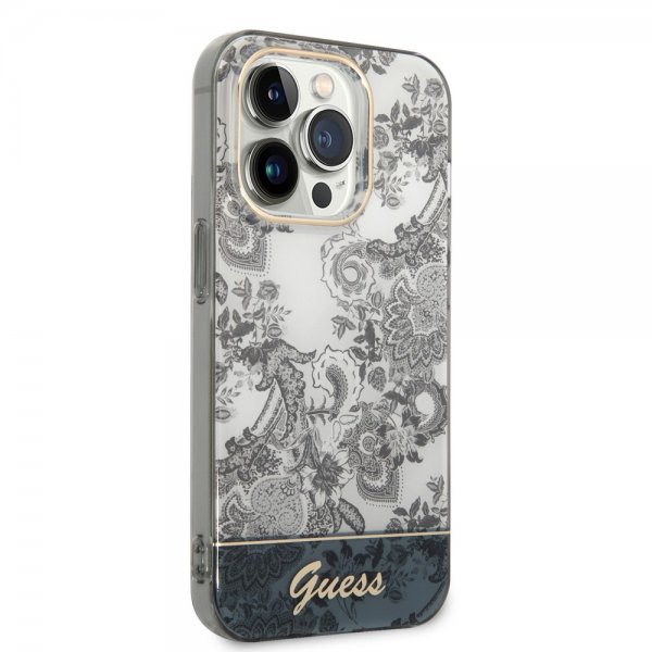Guess iPhone 14 Pro -suojakuori Toile de Jouy Harmaa