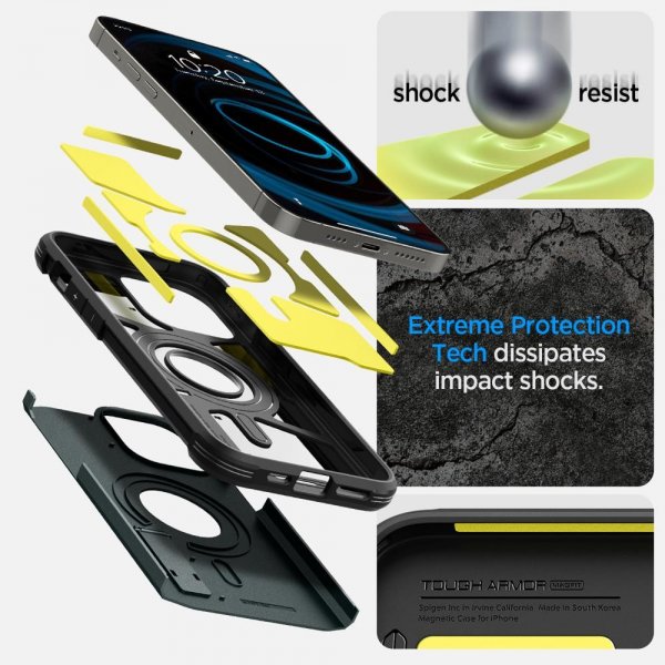 Spigen iPhone 14 Pro -suojakuori Tough Armor MagFit Abyss Green