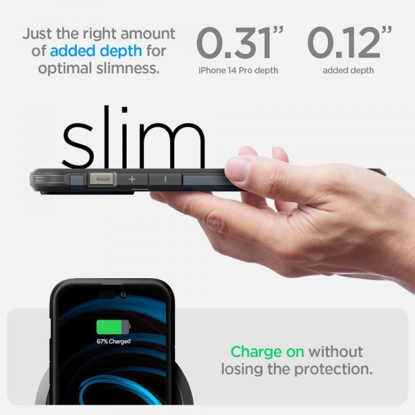 Spigen iPhone 14 Pro -suojakuori Tough Armor MagFit Metal Slate
