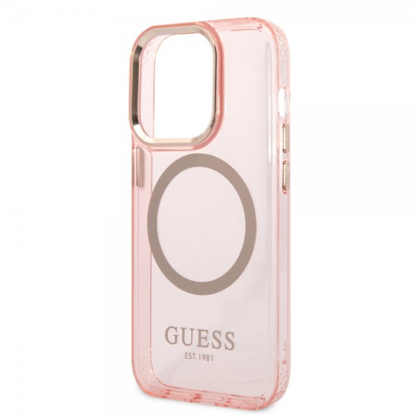 Guess iPhone 14 Pro Kuoret Translucent MagSafe Pinkki
