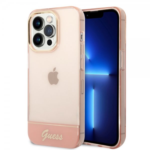 Guess iPhone 14 Pro Kuori Läpikuultava Pinkki