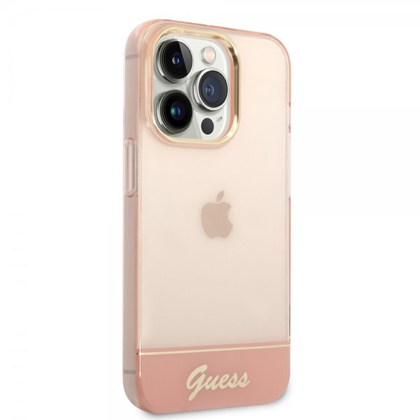 Guess iPhone 14 Pro Kuori Läpikuultava Pinkki