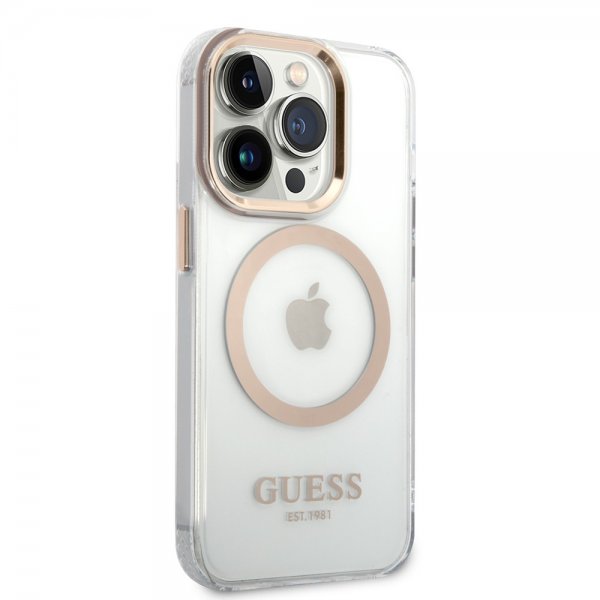 Guess iPhone 14 Pro Kuori Läpinäkyvä MagSafe Kulta Läpinäkyvä