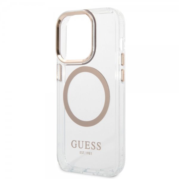 Guess iPhone 14 Pro Kuori Läpinäkyvä MagSafe Kulta Läpinäkyvä