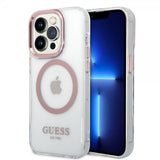 Guess iPhone 14 Pro Kuori Läpinäkyvä MagSafe Pinkki Läpinäkyvä