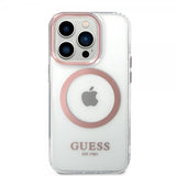 Guess iPhone 14 Pro Kuori Läpinäkyvä MagSafe Pinkki Läpinäkyvä