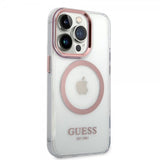 Guess iPhone 14 Pro Kuori Läpinäkyvä MagSafe Pinkki Läpinäkyvä