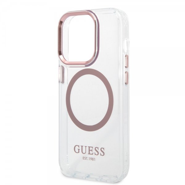 Guess iPhone 14 Pro Kuori Läpinäkyvä MagSafe Pinkki Läpinäkyvä