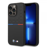 BMW iPhone 14 Pro -suojakuori, Tricolor Line & Logo, musta