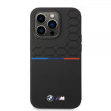 BMW iPhone 14 Pro -suojakuori, Tricolor Line & Logo, musta