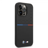 BMW iPhone 14 Pro -suojakuori, Tricolor Line & Logo, musta