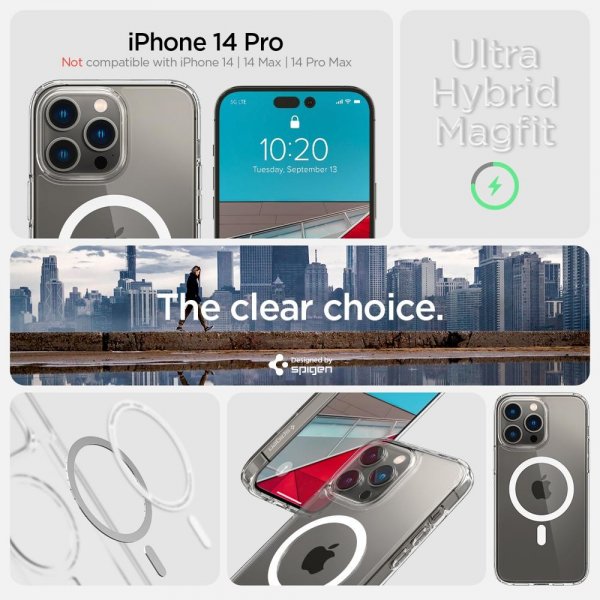 Spigen iPhone 14 Pro Ultra Hybrid MagFit -suojakuori, valkoinen