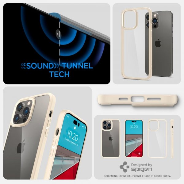 Spigen iPhone 14 Pro -suojakuori Ultra Hybrid Sand Beige