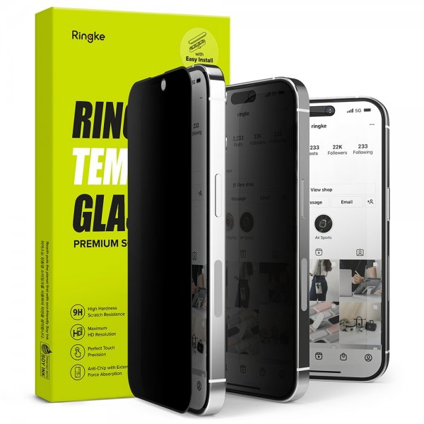 Ringke iPhone 14 Pro -näytönsuoja, Privacy Glass