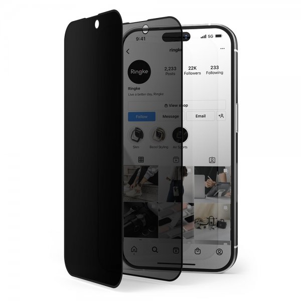 Ringke iPhone 14 Pro -näytönsuoja, Privacy Glass