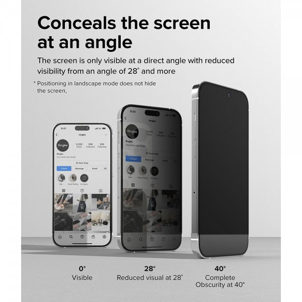 Ringke iPhone 14 Pro -näytönsuoja, Privacy Glass