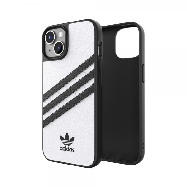 Adidas iPhone 14 -suojakuori, 3 raitaa, Snap Case, valkoinen/musta