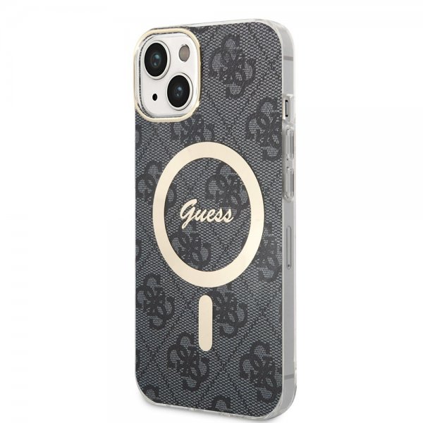 Guess iPhone 14 Kuori 4G Pattern MagSafe Musta