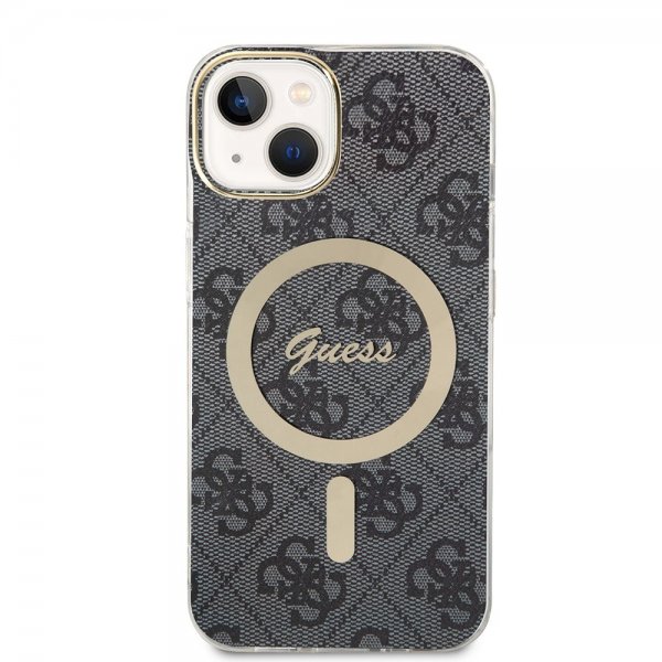 Guess iPhone 14 Kuori 4G Pattern MagSafe Musta
