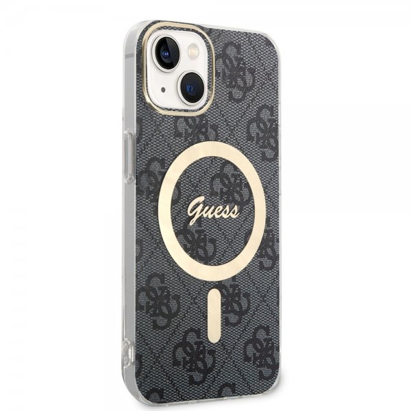 Guess iPhone 14 Kuori 4G Pattern MagSafe Musta